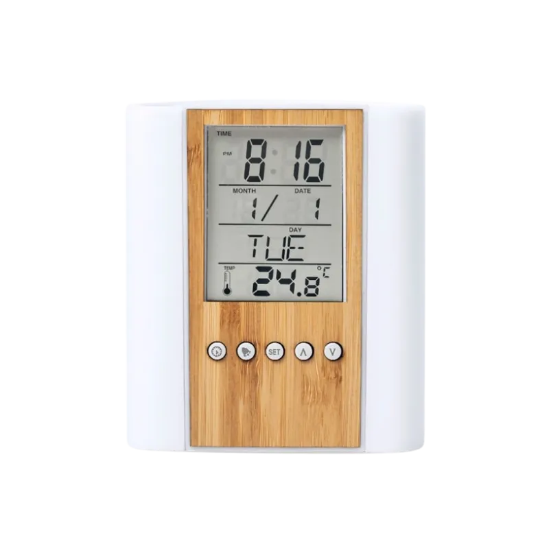 Wooden Pen Stand With Clock