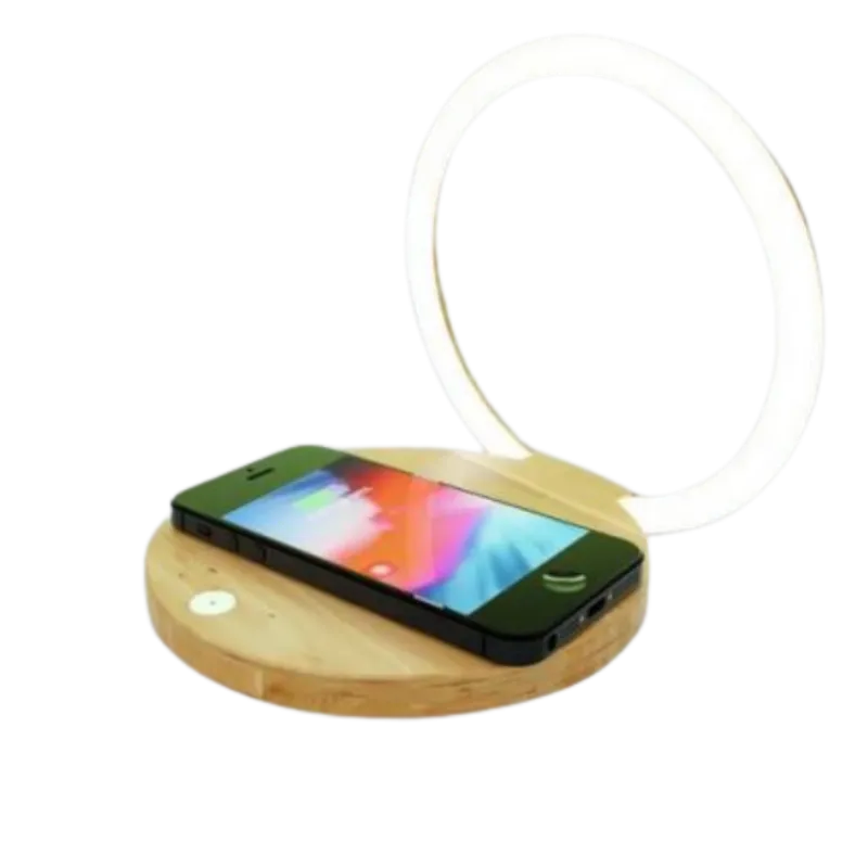 Wooden Wireless Charger with Lamp
