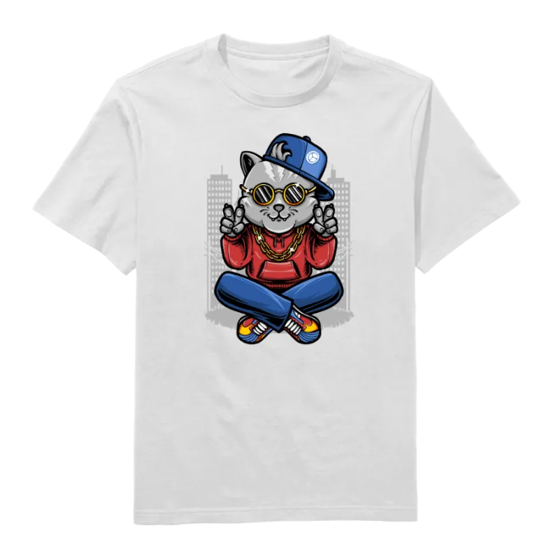 Thug kitty Round Neck T-Shirt