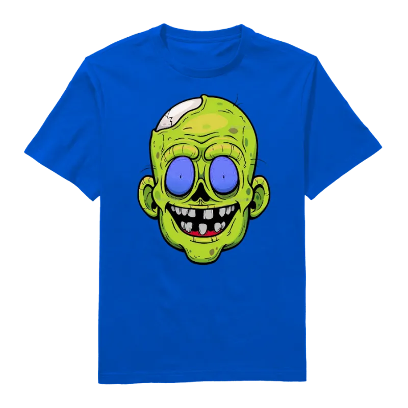 Halloween Zombie Head Round Neck T-Shirt