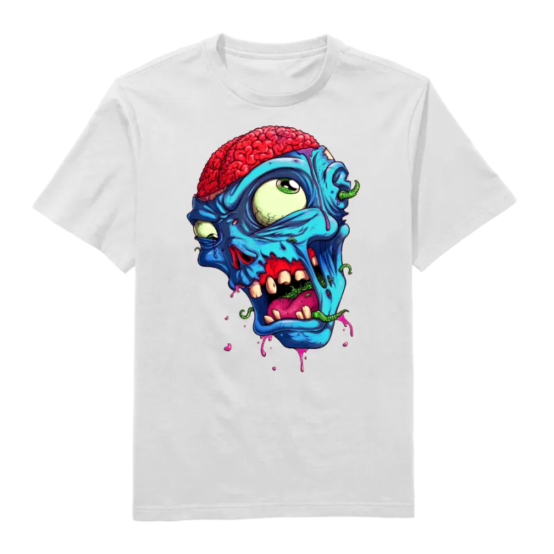 Halloween Brain Zombie Round Neck T-Shirt