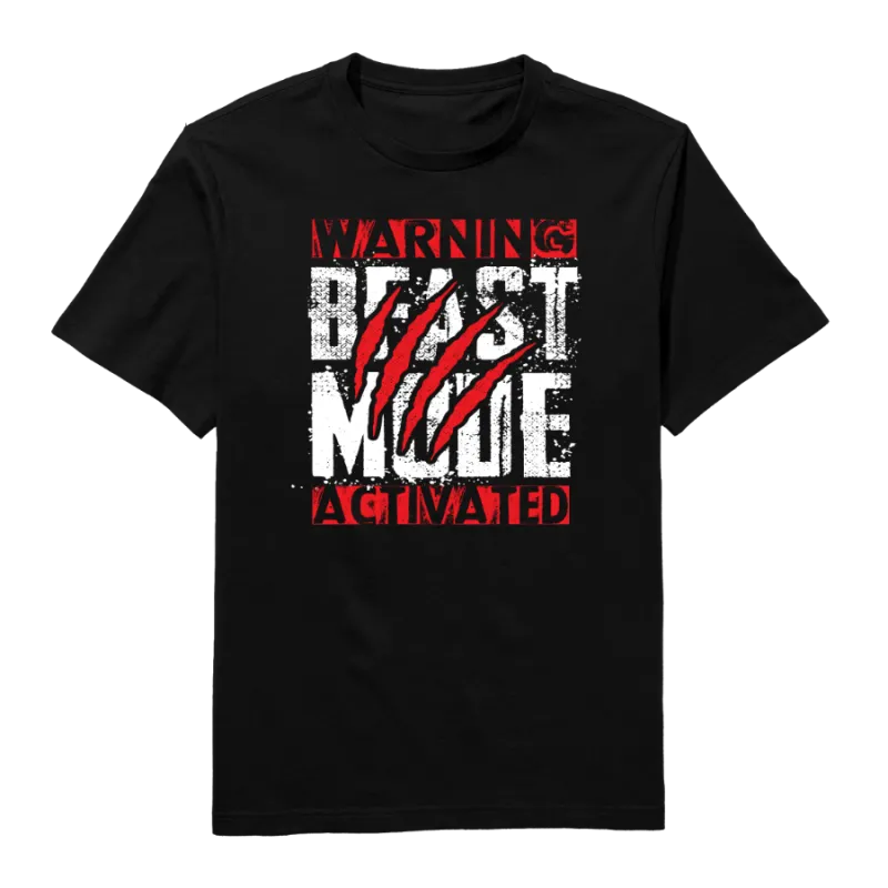 Warning Beast Mode Activated Round Neck T-Shirt