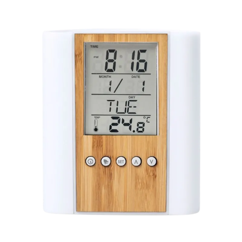 Bamboo wood led digital clock