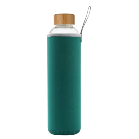 Borosilicate Glass Bottle With Silicon Cover & Bamboo Lid