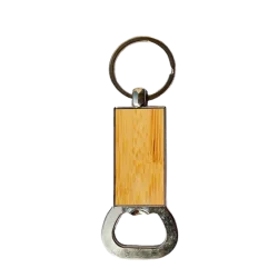 Bamboo keychain with opener
