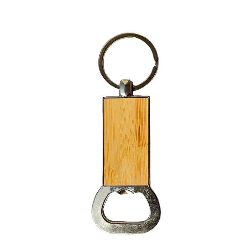 Bamboo keychain with opener
