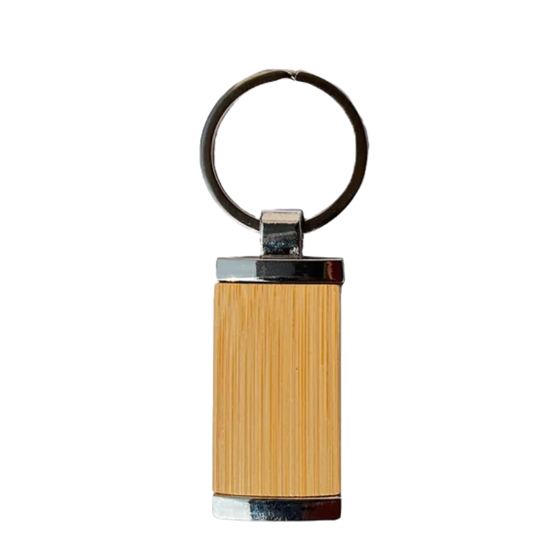 Bamboo rectangle keychain