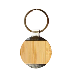 Round Bamboo Keychain