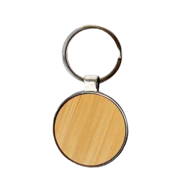 Bamboo round keychain