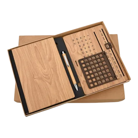 Wooden Diary, Pen & Lifetime Calender