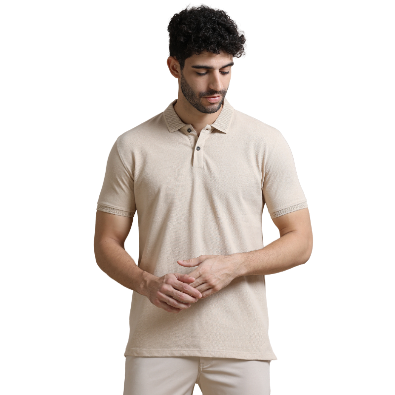 Beige Jacquard Polo