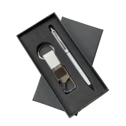 Metal keychain And Ball Pen kit (White)