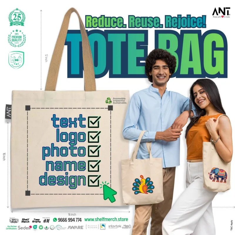 Customized Canvas White Tote Bag