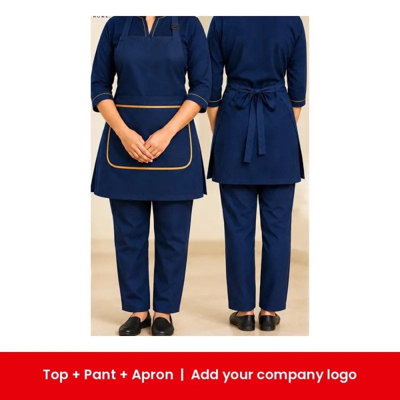 Customized Housekeeping Uniform Combo (Top + Pant + Apron)