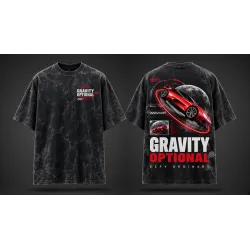 Gravity Optional Oversized T-Shirt Acid-Wash Charcoal - Front and Back