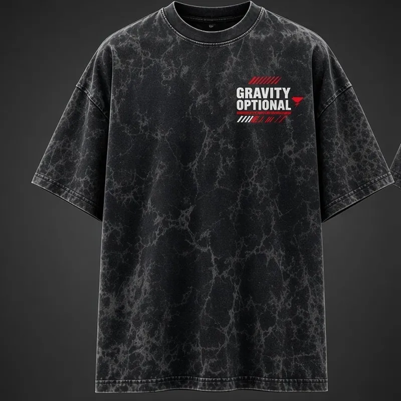 Gravity Optional Oversized T-Shirt Acid-Wash Charcoal - Front