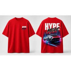 Hype Mode Oversized T-Shirt Red - Front and Back