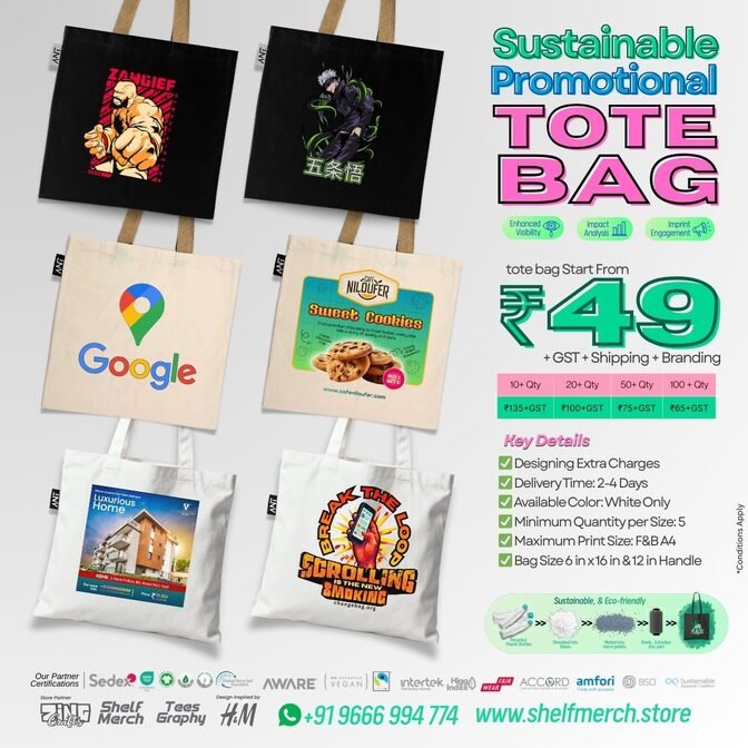 Custom branded sustainable tote bag example