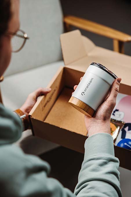 Customer opening a delivered order