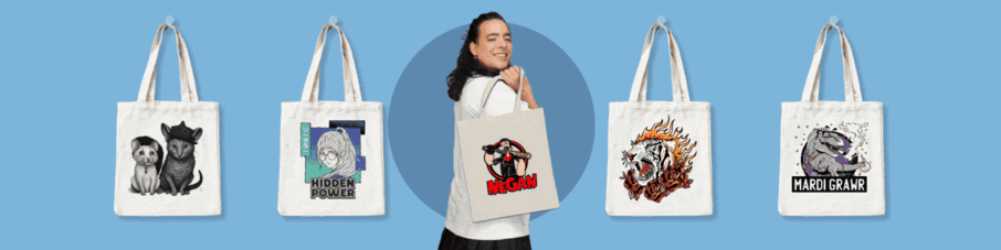 Custom printed tote bags category banner