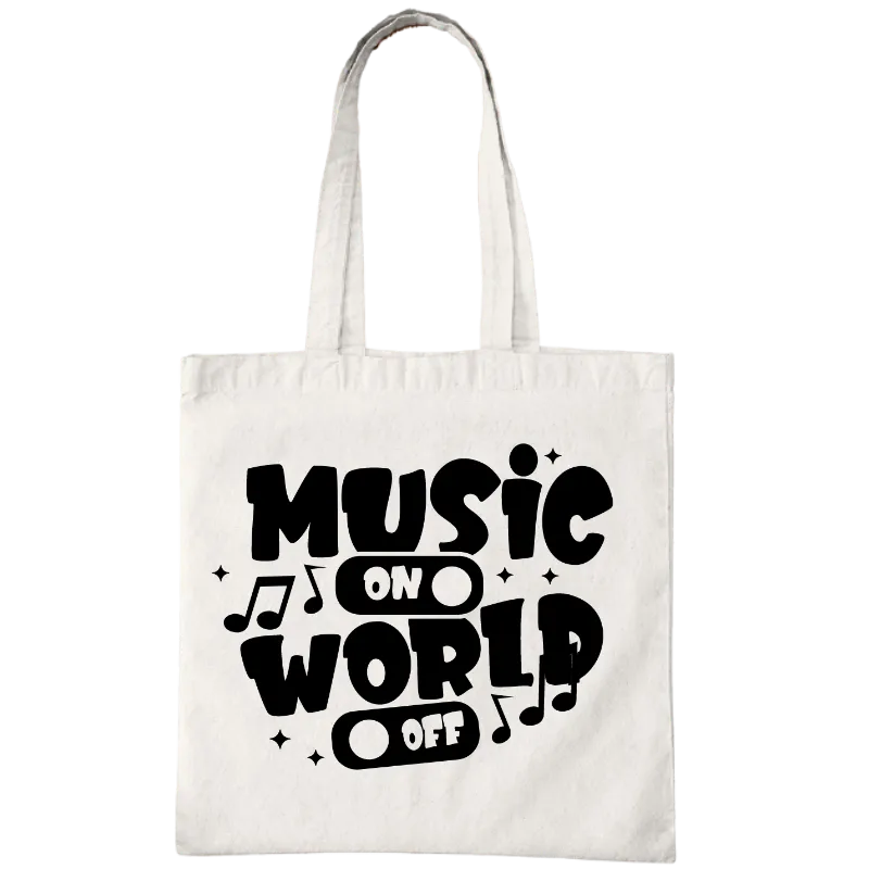 Music On World Off Tote Bag