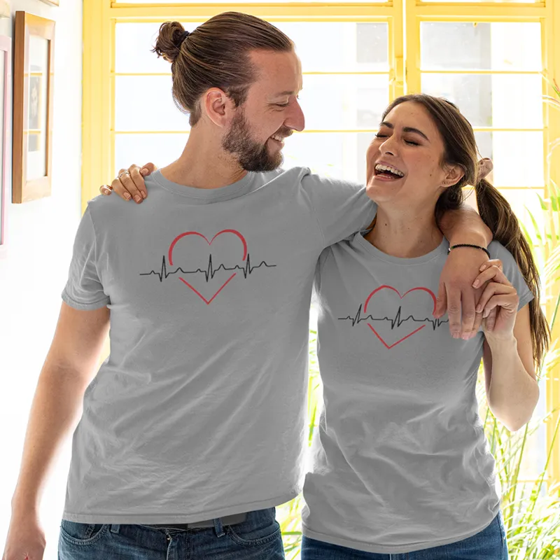 Heart Beat Line Couple T-Shirt