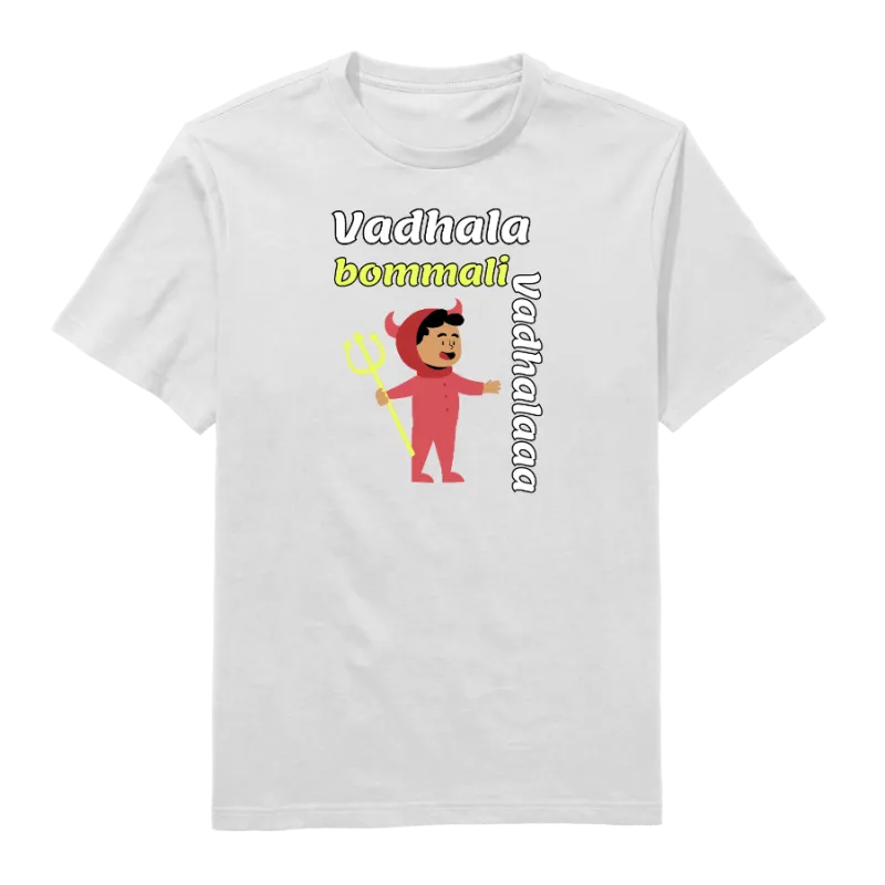 Vadhala Bommali Vadhalaa Round Neck T-Shirt