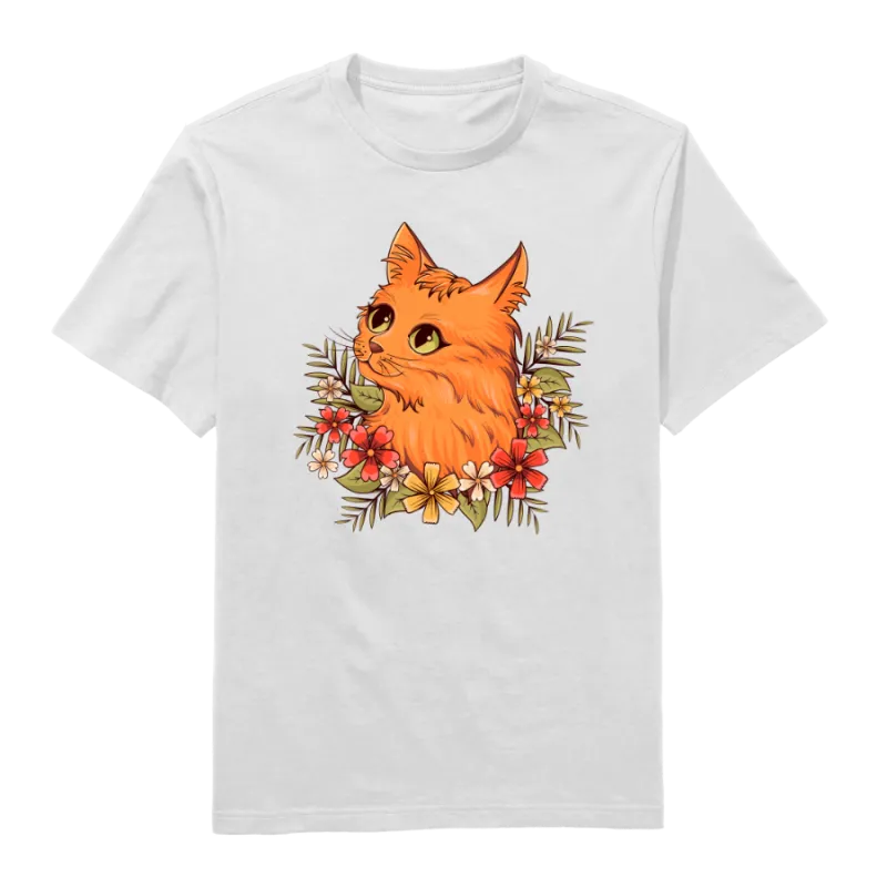 Tropical Kitty Round Neck T-Shirt