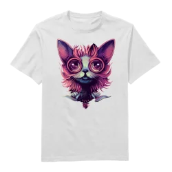 Cosmic Cat Round Neck T-Shirt