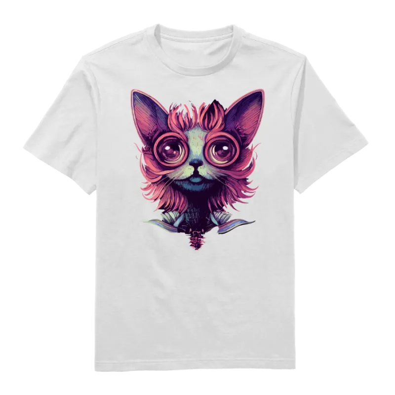 Cosmic Cat Round Neck T-Shirt