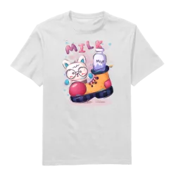 Stargazing Cat Round Neck T-Shirt