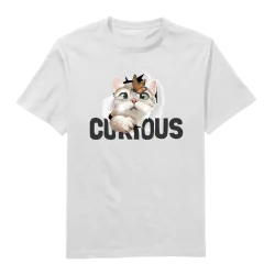Curious Cat Round Neck T-Shirt
