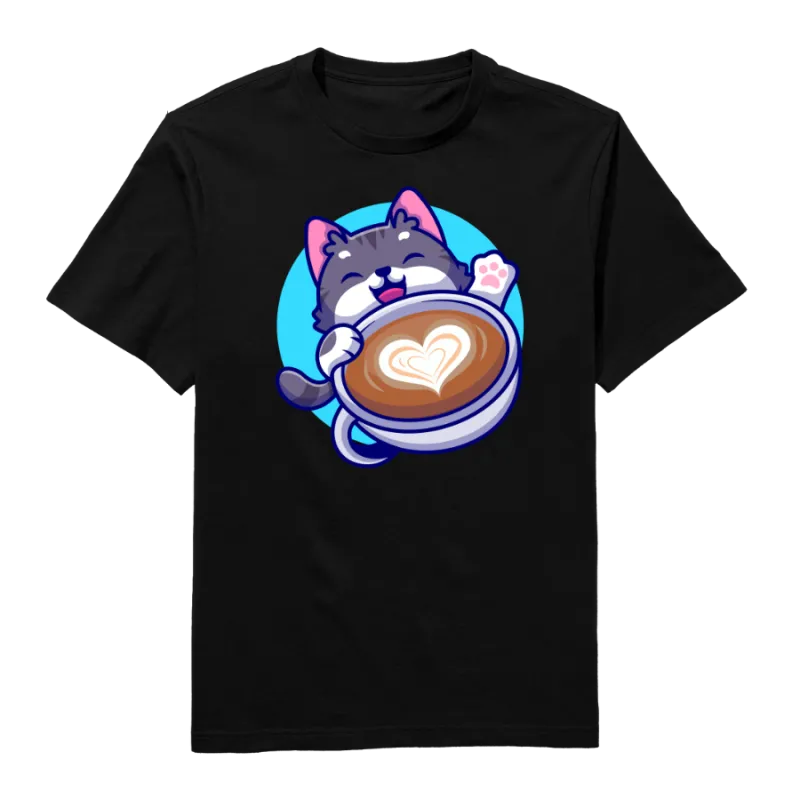 Coffee kitty Round Neck T-Shirt