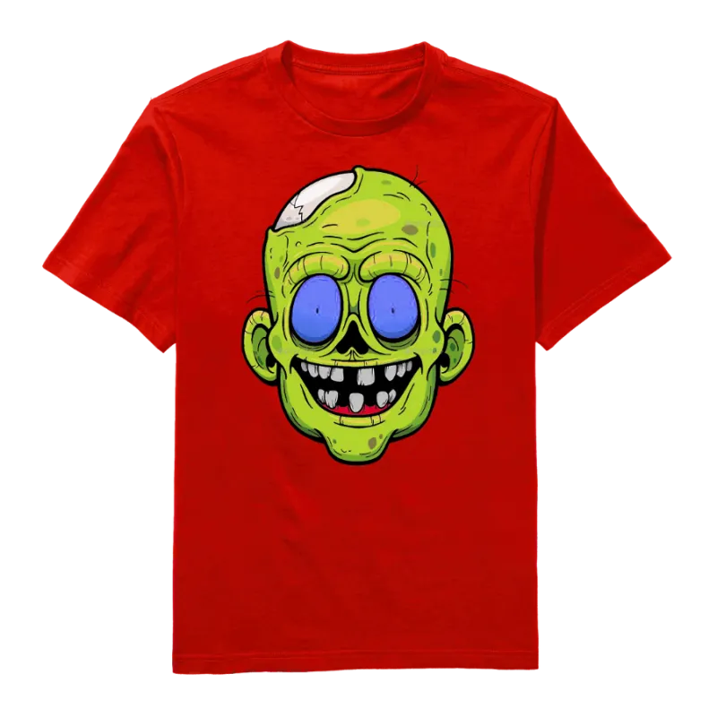 Halloween Zombie Head Round Neck T-Shirt