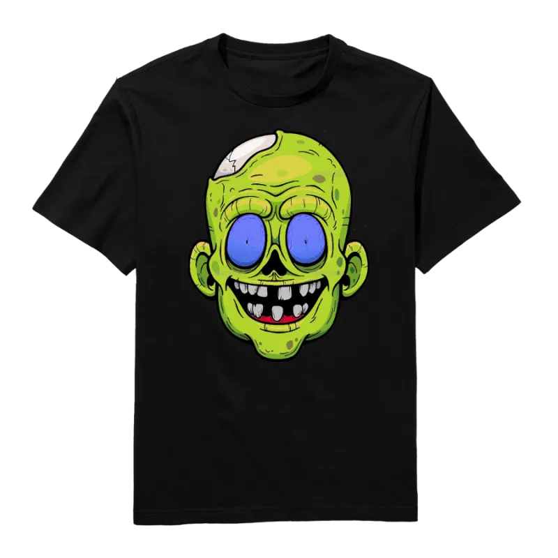 Halloween Zombie Head Round Neck T-Shirt