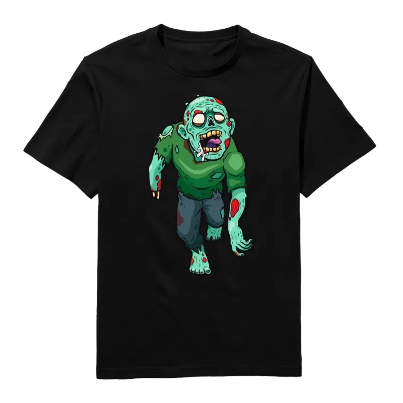 Halloween Walking Zombie Round Neck T-Shirt