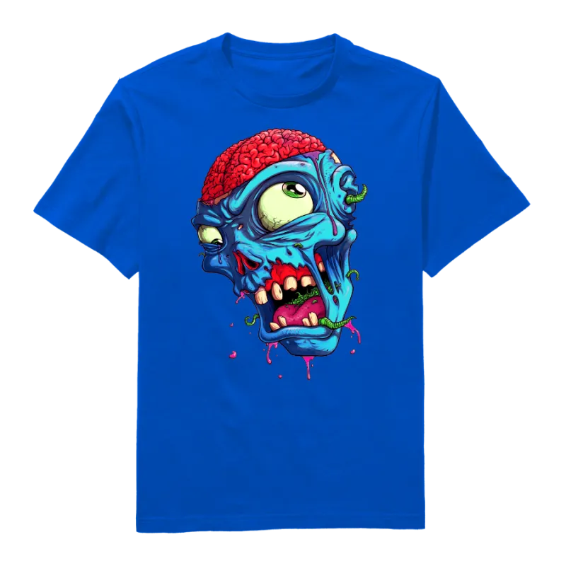 Halloween Brain Zombie Round Neck T-Shirt