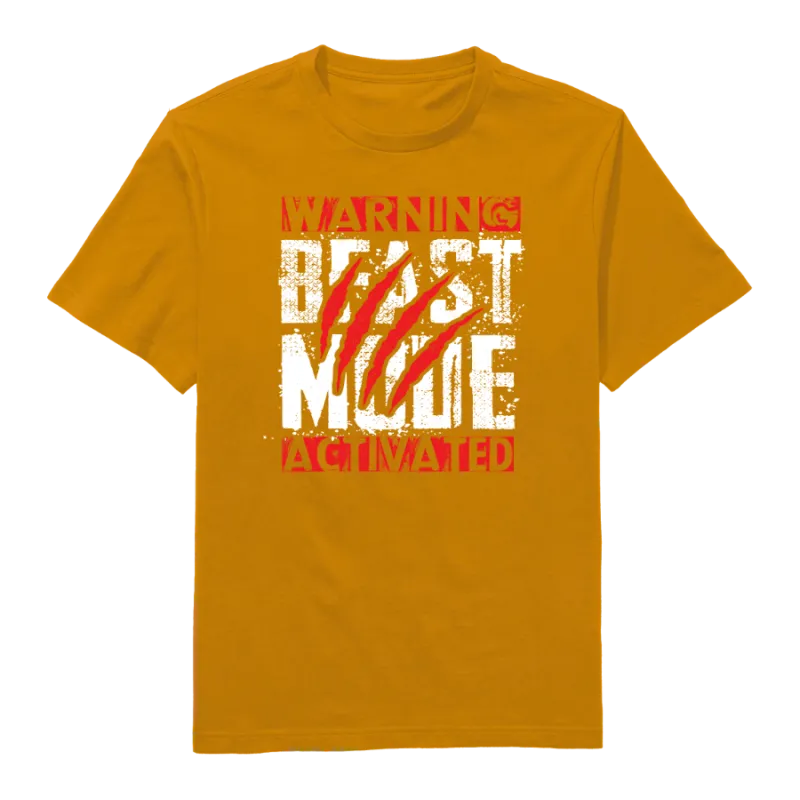 Warning Beast Mode Activated Round Neck T-Shirt