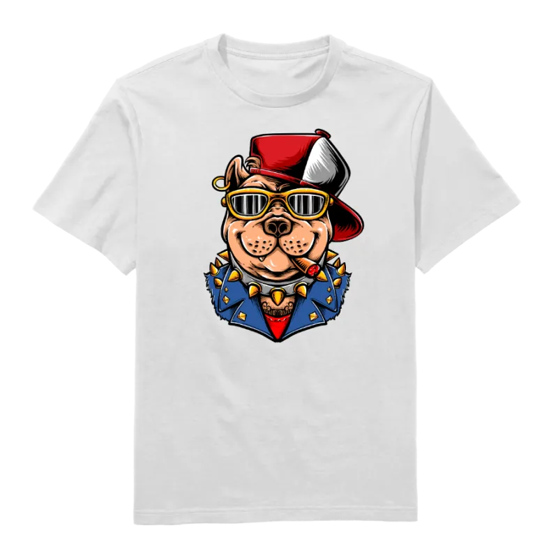 Gangster Dog Round Neck T-Shirt