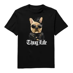 Thug life Dog Round Neck T-Shirt