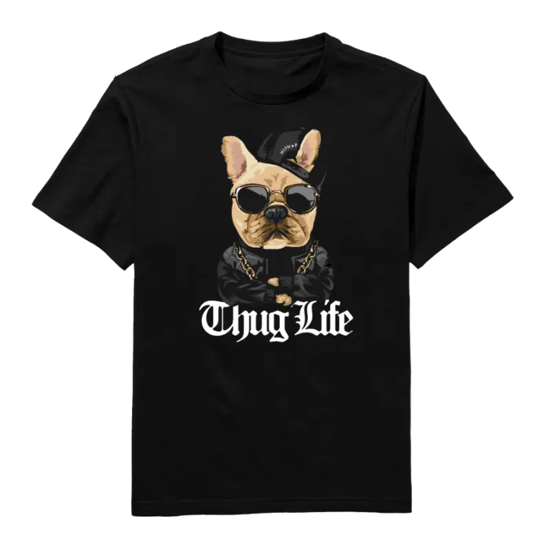 Thug life Dog Round Neck T-Shirt
