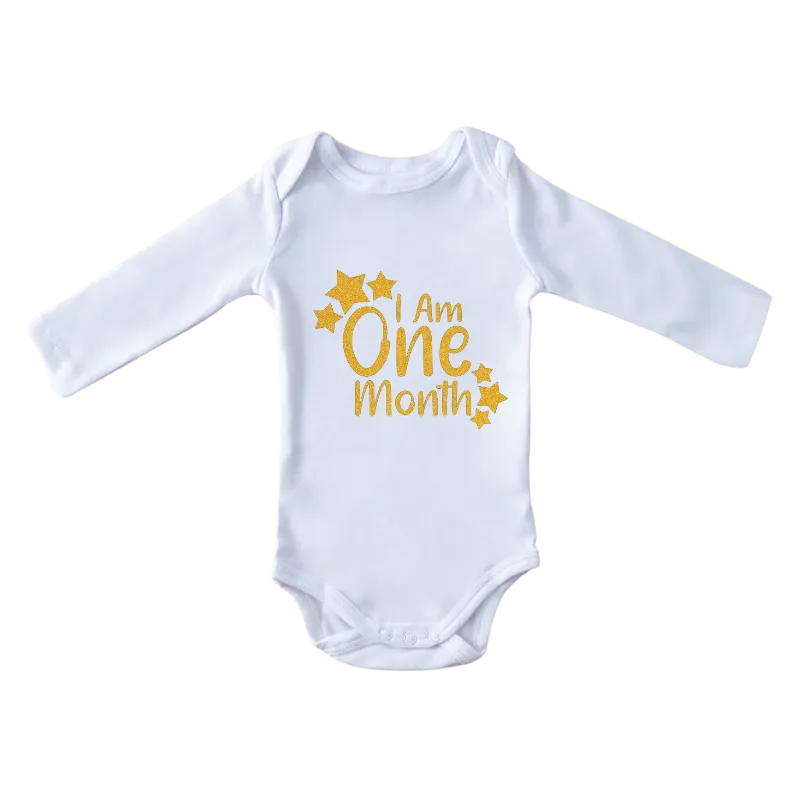 I Am One Month Full Sleeves Baby Onesie