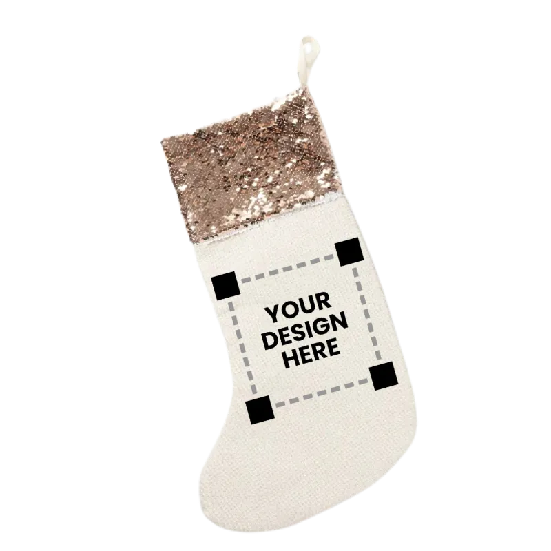 Customized Champagne Sequin Top Christmas Stocking