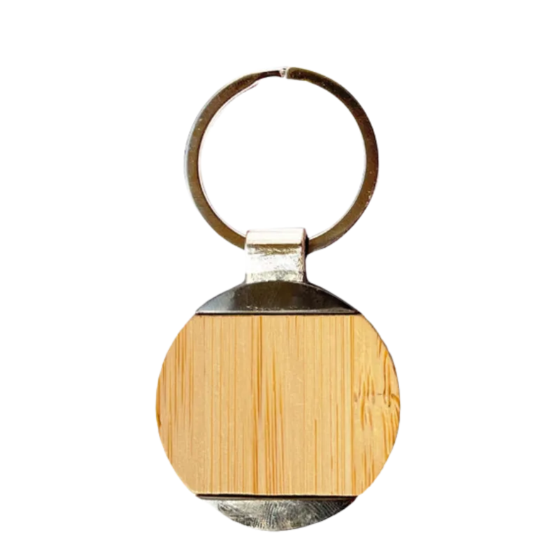 Round Bamboo Keychain