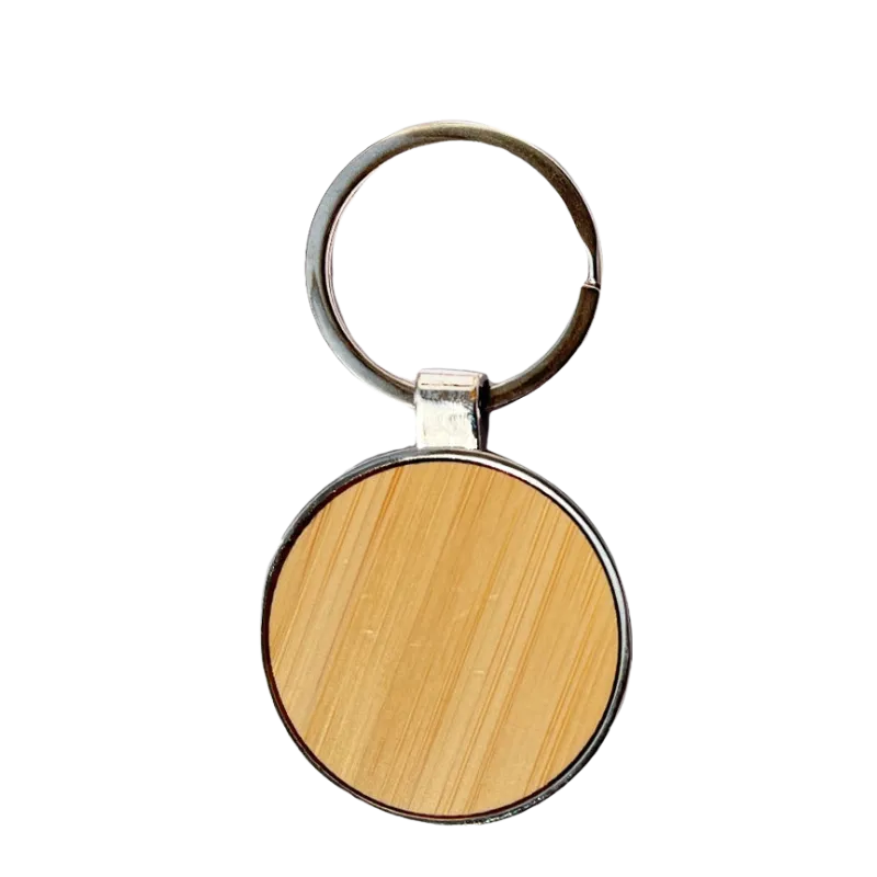 Bamboo round keychain