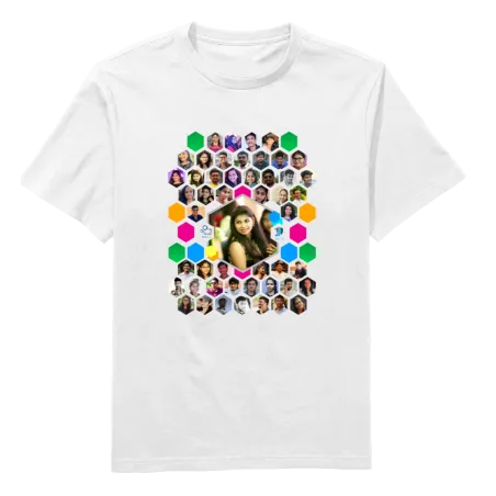 Zig Zag Hexagon Model Round Neck T-Shirt