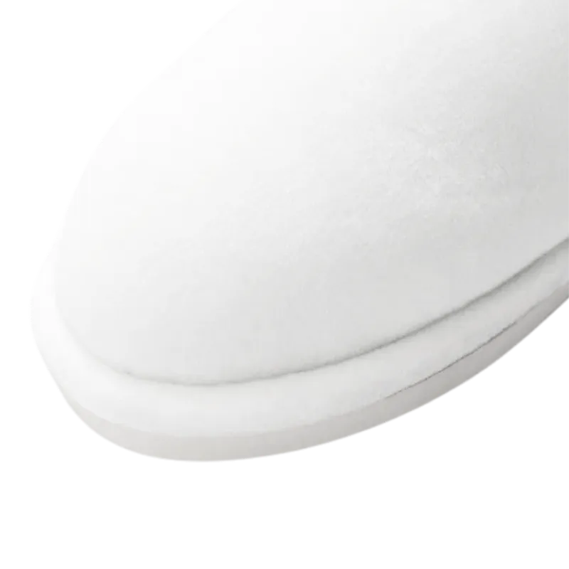 Think Wear Kids Fuzzy Close Toe Full White Slippers