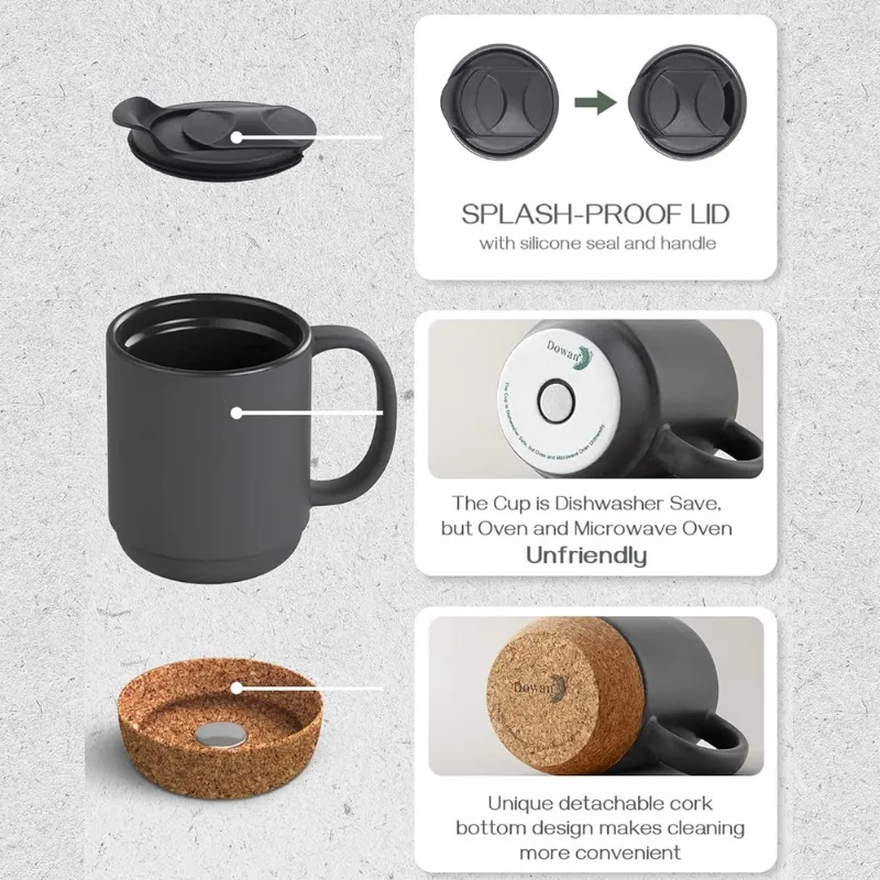 Classic Black Mug With Wooden Bottom