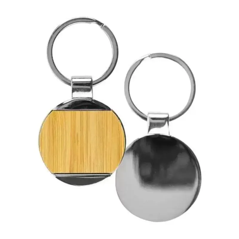 Round Bamboo Keychain