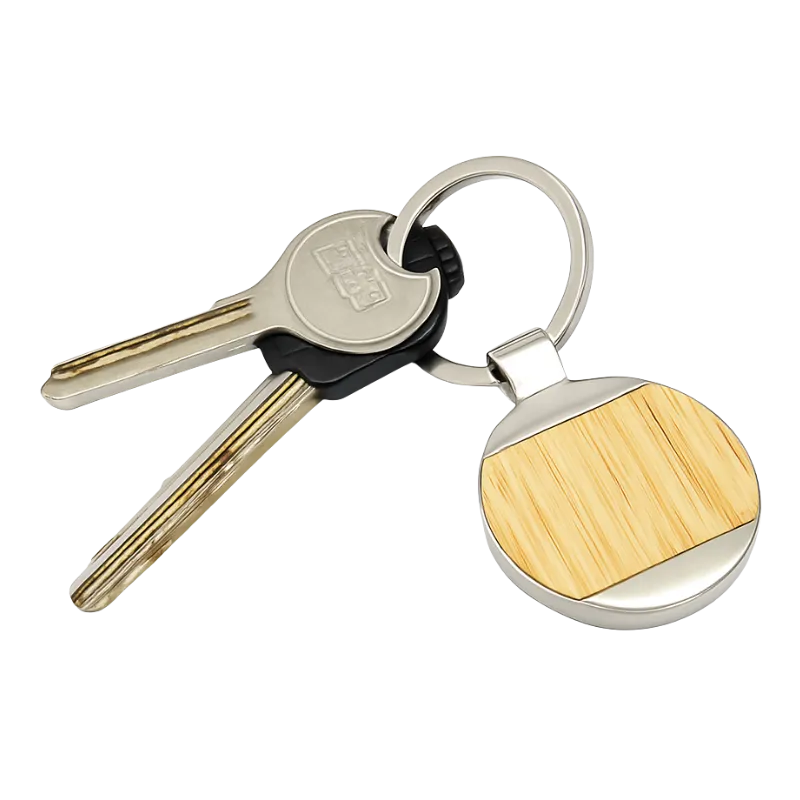 Round Bamboo Keychain